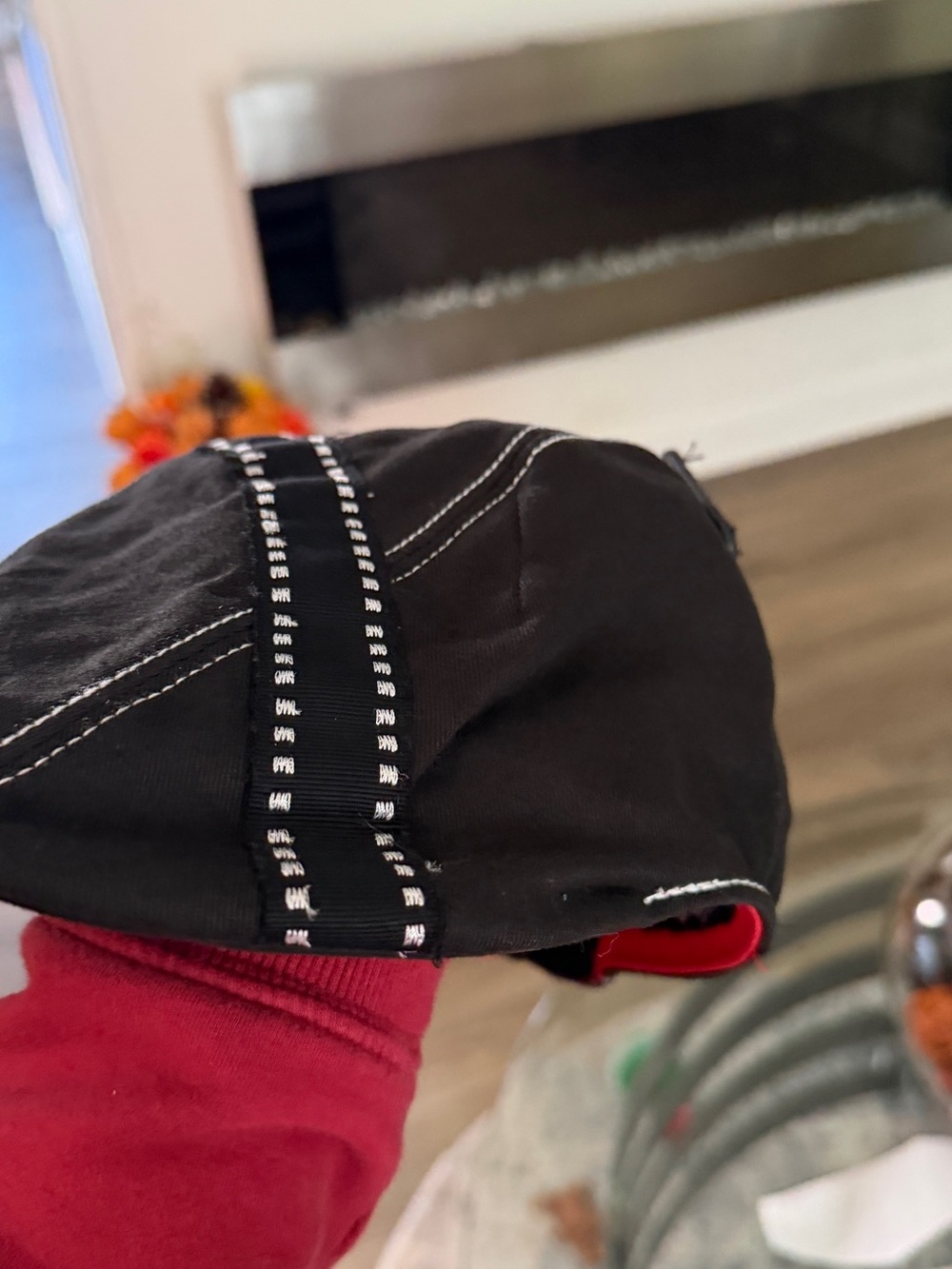Goorin Bros Black and Red Driving Cap with Contrast Stitching
